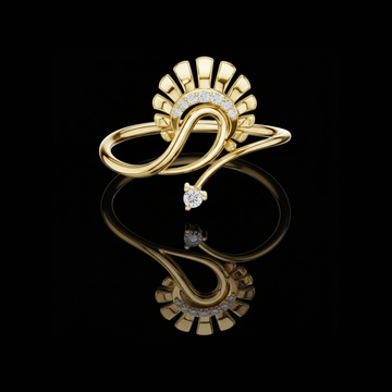 Sunburst Open Bypass Round Lab Diamond Statement Engagement Ring