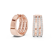 Triple Row Round Lab Diamond Hoop Earrings Everyday Statement Jewelry - View 8