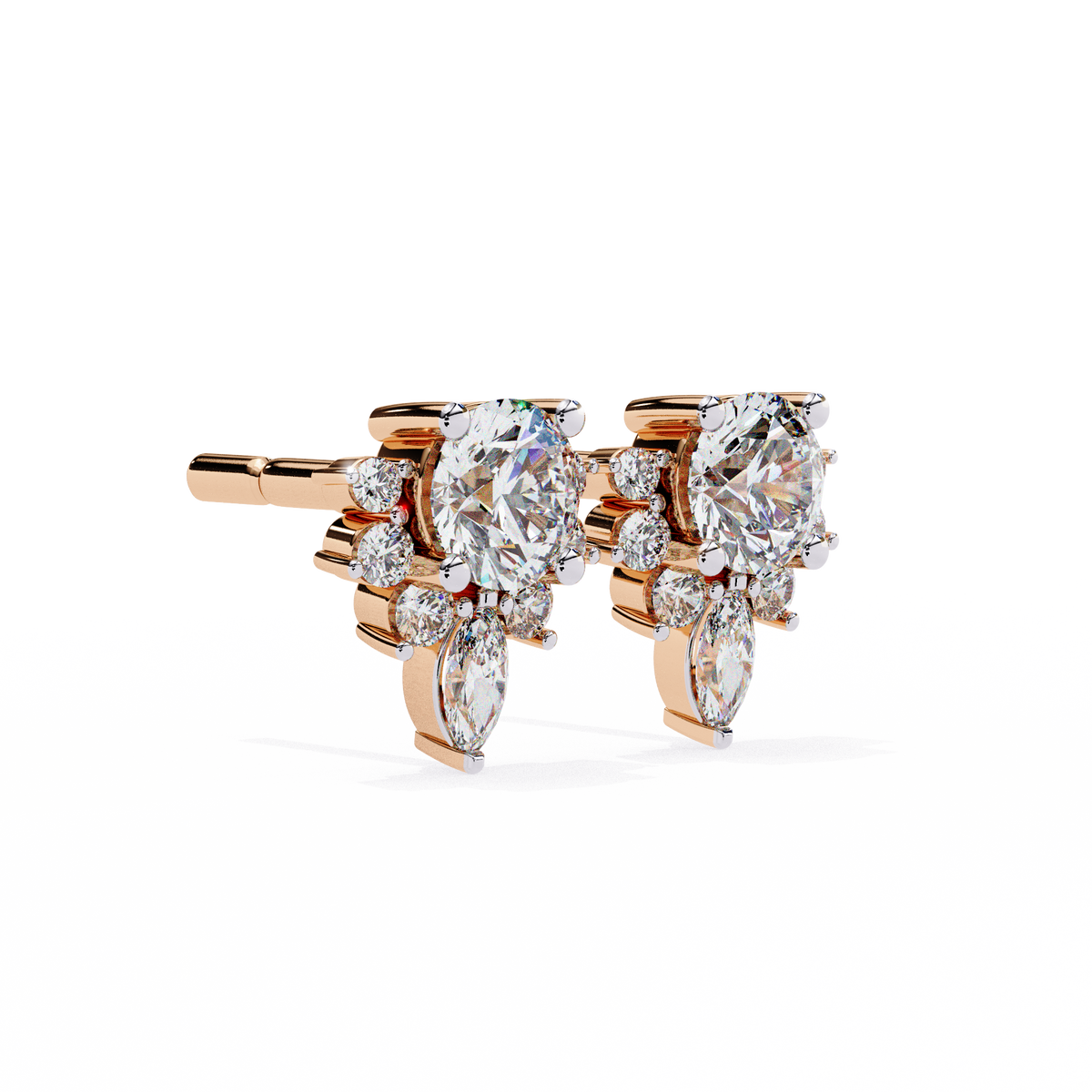 Sustainable Sparkle Top Luxury Round Cut Lab Grown Diamond Earring For Soft Corner - View 10