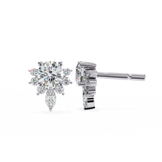 Sustainable Sparkle Top Luxury Round Cut Lab Grown Diamond Earring For Soft Corner - View 2