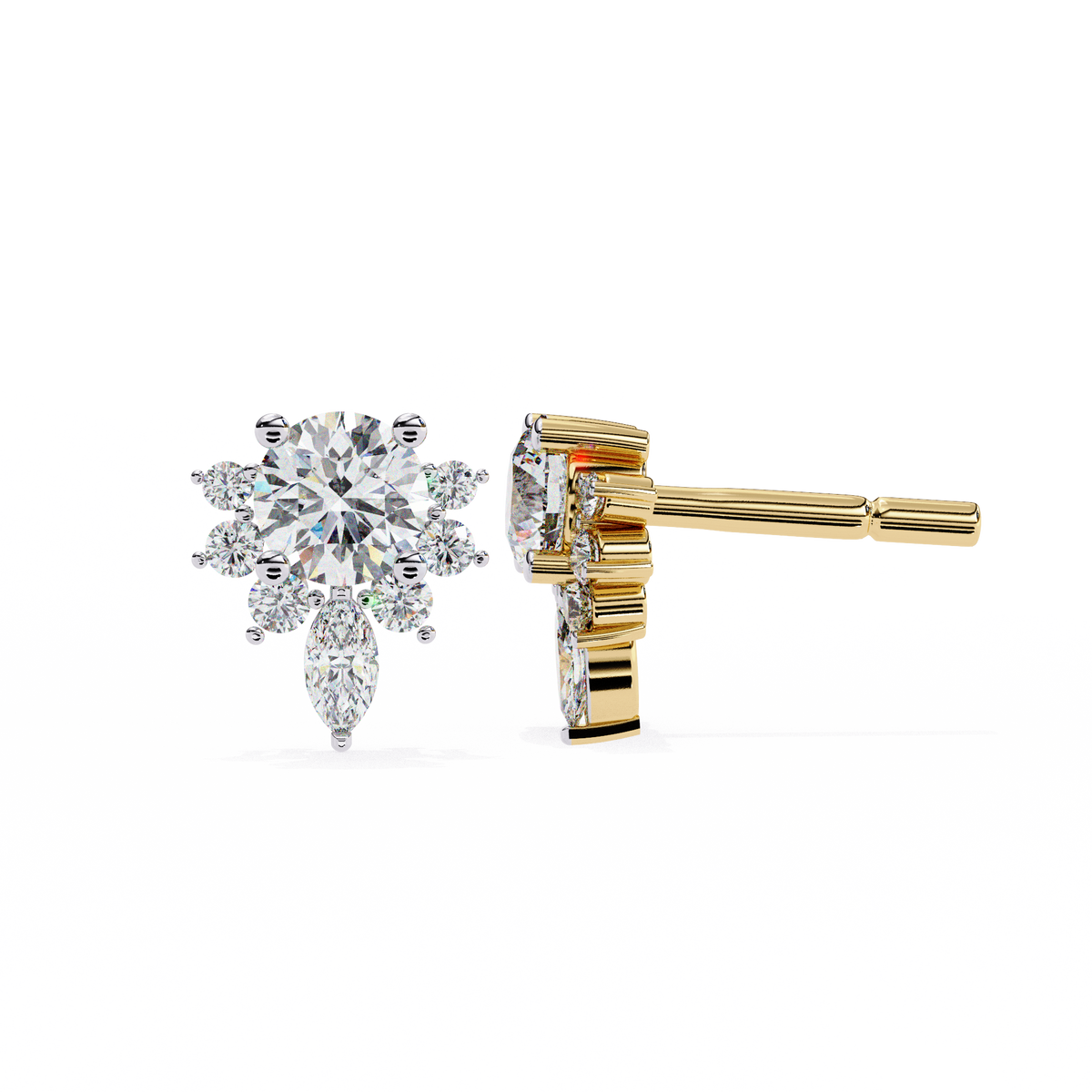 Sustainable Sparkle Top Luxury Round Cut Lab Grown Diamond Earring For Soft Corner - View 4