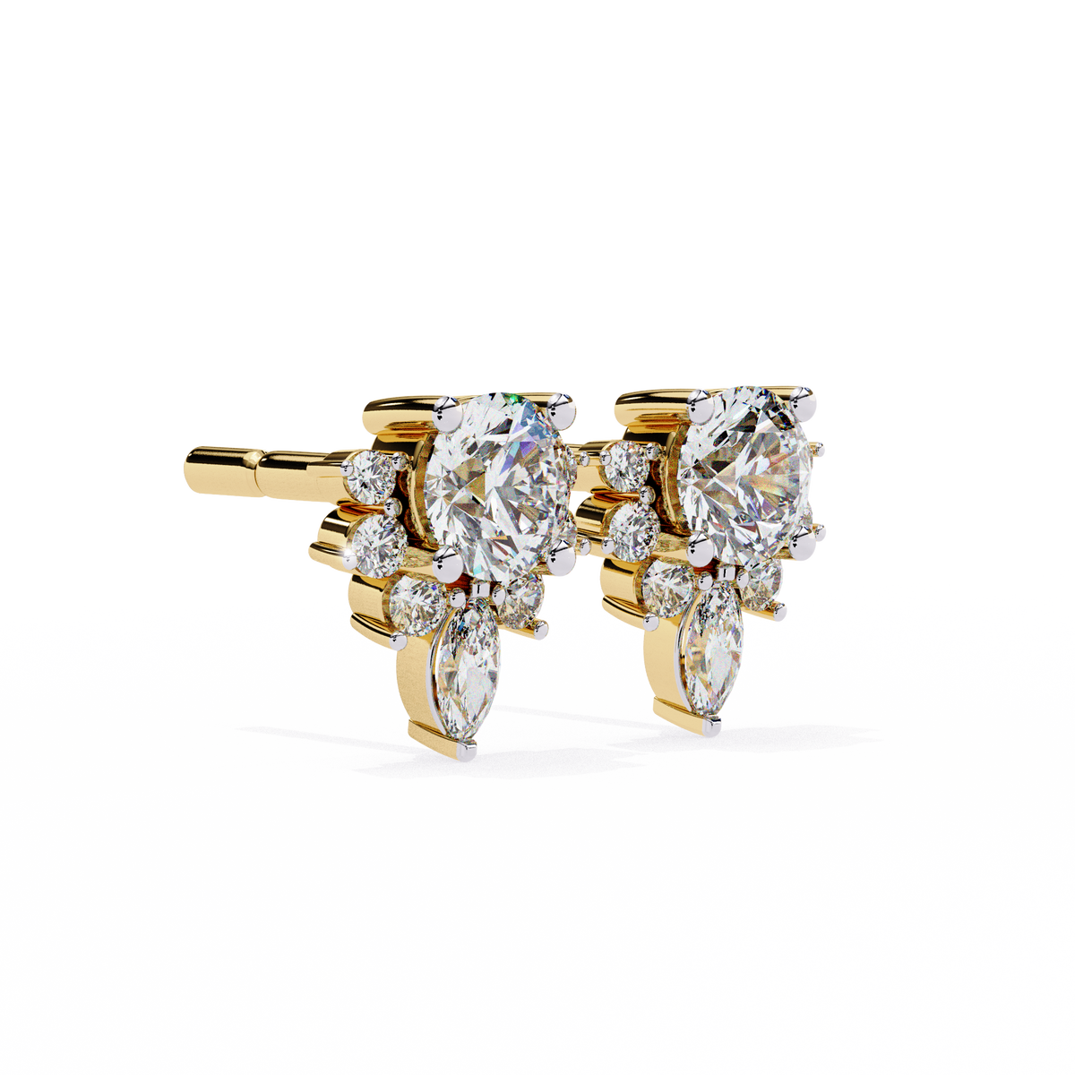 Sustainable Sparkle Top Luxury Round Cut Lab Grown Diamond Earring For Soft Corner - View 8