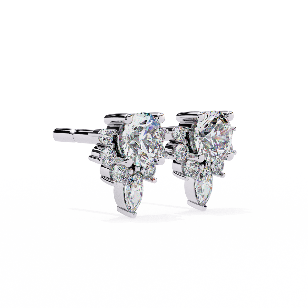 Sustainable Sparkle Top Luxury Round Cut Lab Grown Diamond Earring For Soft Corner - View 9