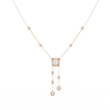 Round Moissanite Diamond Lariat Necklace with Bezel Station Drops - View 3