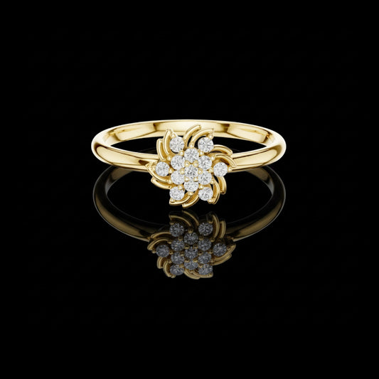 Round Cut Moissanite Diamond Swirl Floral Cluster Ring