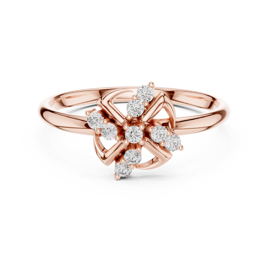 Round Cut Moissanite Diamond Abstract Floral Cluster Ring - View 2