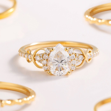 Pear Cut Lab Diamond Infinity Halo Engagement Ring