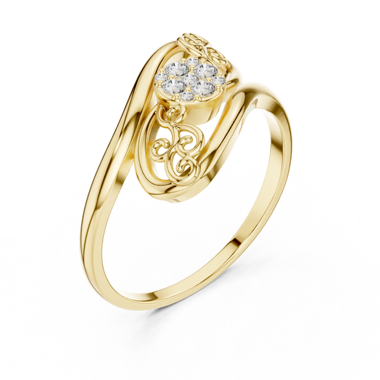 Filigree Bypass Round Cut Lab Diamond Cluster Engagement Ring - View 2