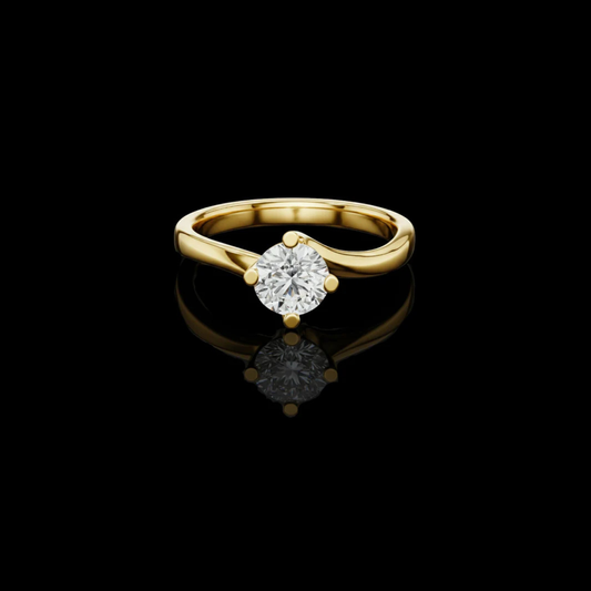 Round Cut Lab Diamond Swirl Band Engagement Ring