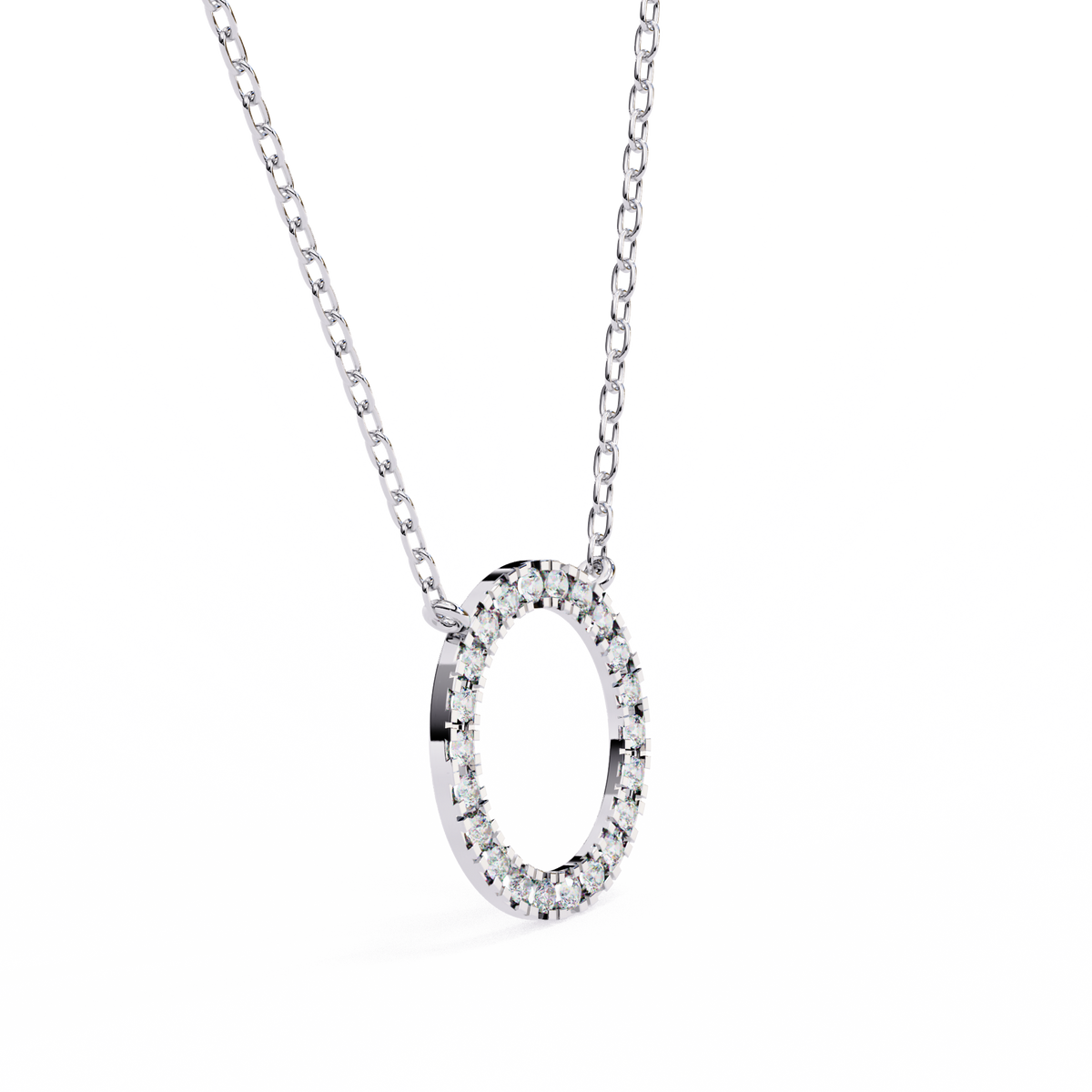 Round Cut Lab Grown Diamond Open Circle Halo Pendant - View 7