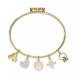 Round Moissanite Diamond Charm Bangle Bracelet Heart & Symbol Charms - View 5