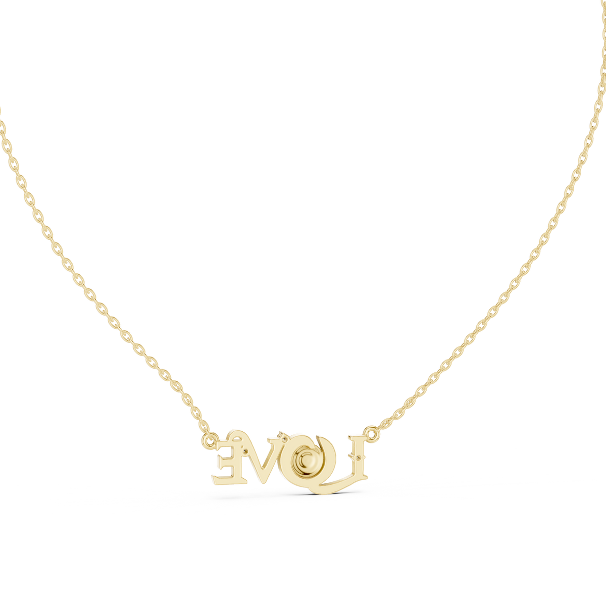 LOVE Alphabet Typography Pendant with Round Moissanite Diamond - View 7
