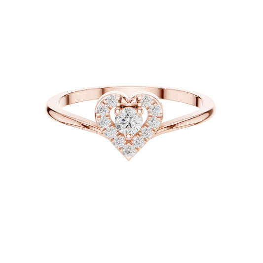 Heart Shaped Round Cut Lab Diamond Halo Engagement Ring - View 2