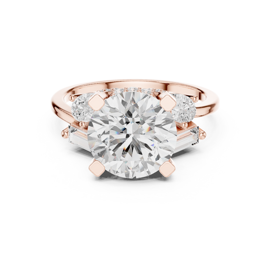 Round Brilliant Lab Diamond Ring with Side Stones - View 2