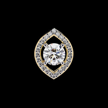 Symmetrical Eye Shape Layering Pendant with Round Moissanite Diamond