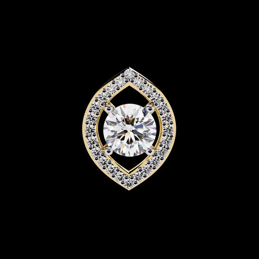 Symmetrical Eye Shape Layering Pendant with Round Moissanite Diamond
