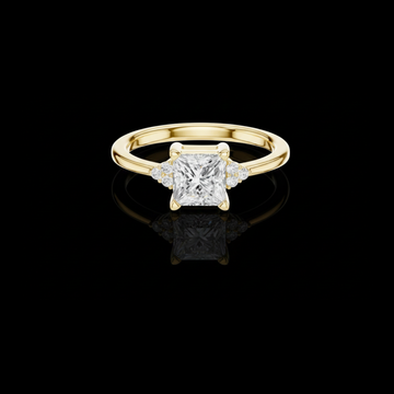 Princess Cut Lab Diamond Ring with Round Diamond Accent