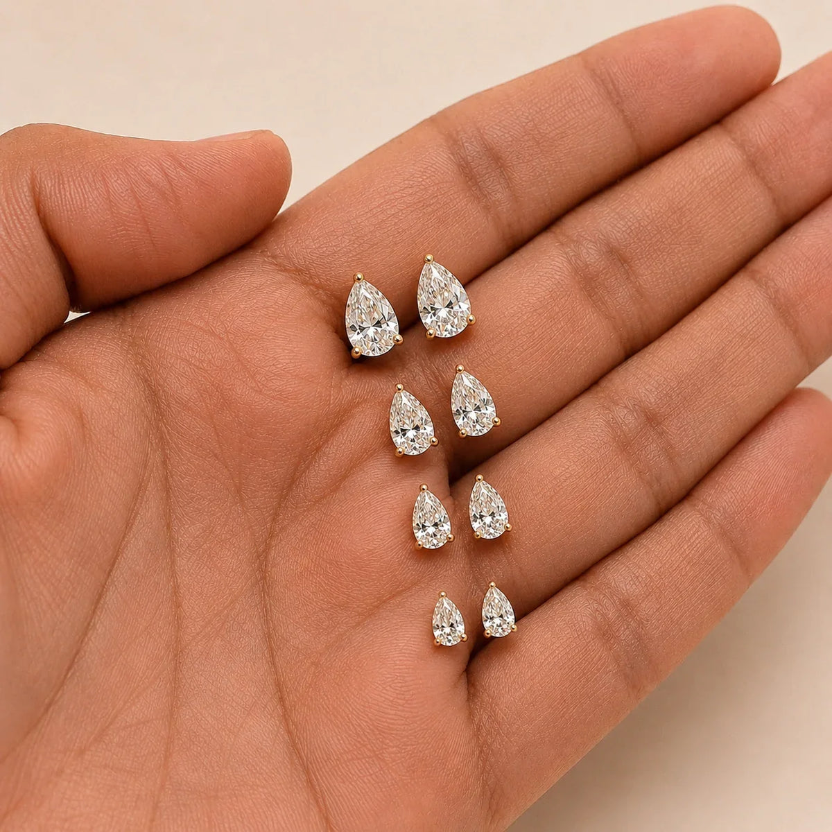 Teardrop Pear Cut Solitaire Moissanite Diamond Stud Earring