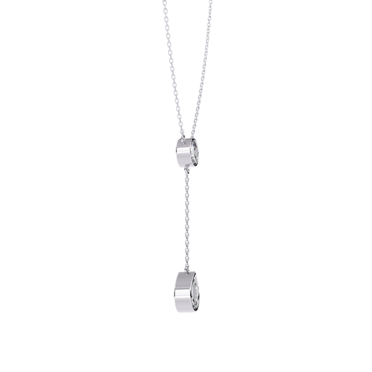 Bezel Set Round with Drop Pear Cut Moissanite Diamond Necklace - View 2