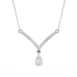 V Curved Chevron Pear Lab Grown Diamond Drop Necklace - View 10