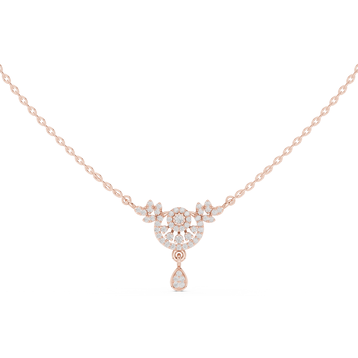 Symmetrical Half Circle Statement Charm Featuring Round Moissanite Diamond - View 2