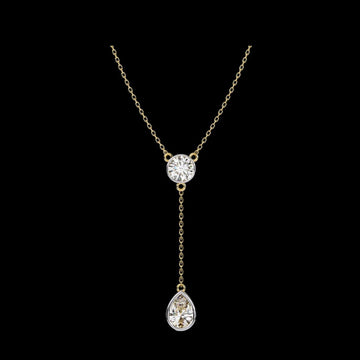 Bezel Set Round with Drop Pear Cut Lab Grown Diamond Necklace