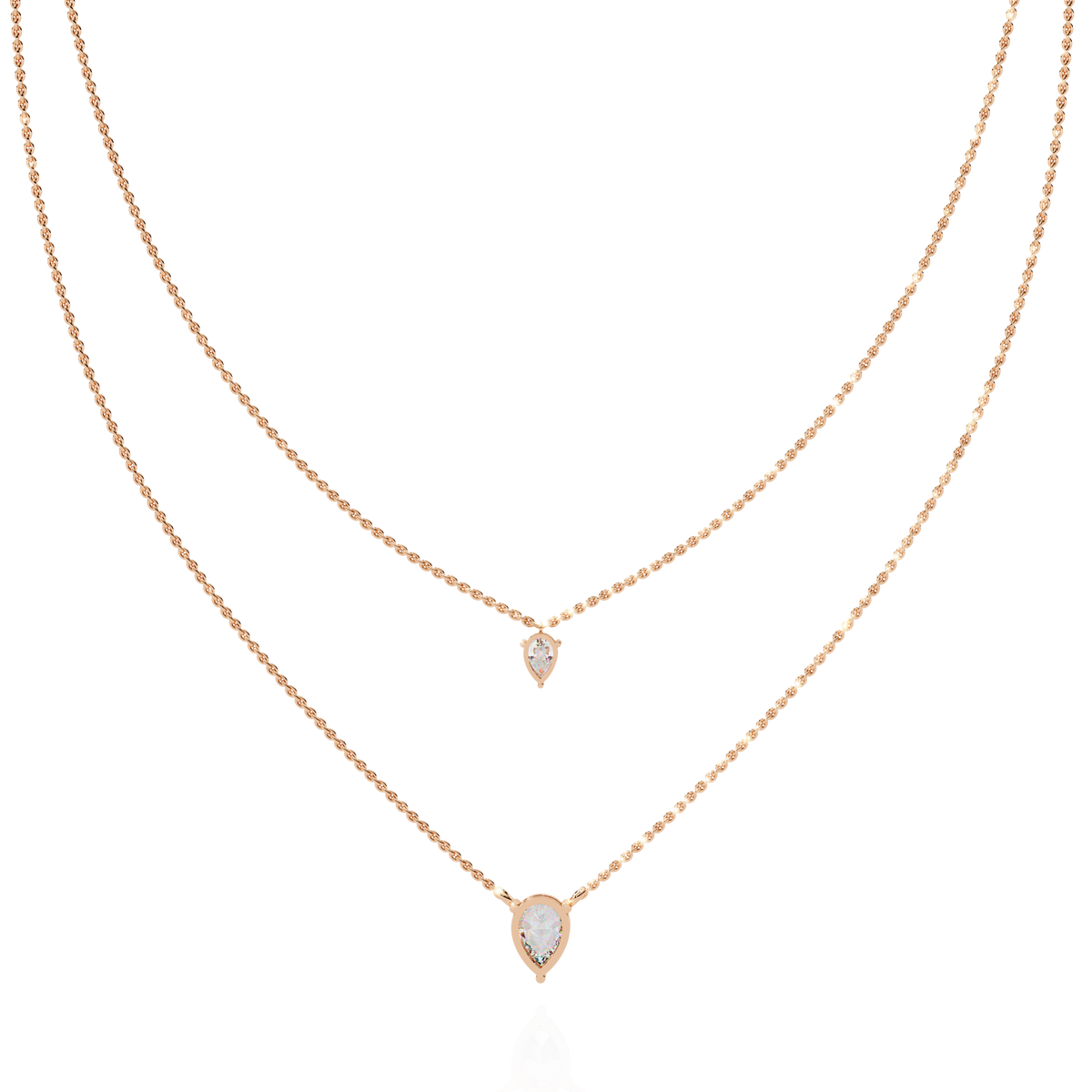 Layered Pear Cut Lab Grown Diamond Double Pendant Necklace - View 10