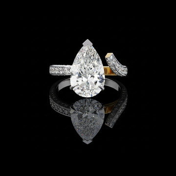 East West Pear Cut Moissanite Diamond Bypass Wedding Ring