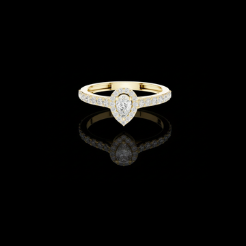 Pear Cut Halo Lab Grown Diamond Ring with Pave Band