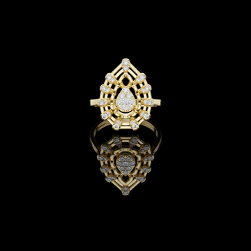 Teardrop Royale Shaped Round Cut Lab Diamond Ring with Halo Design