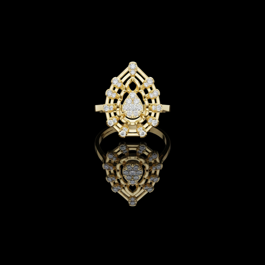 Teardrop Royale Shaped Round Cut Moissanite Diamond Ring with Halo Design