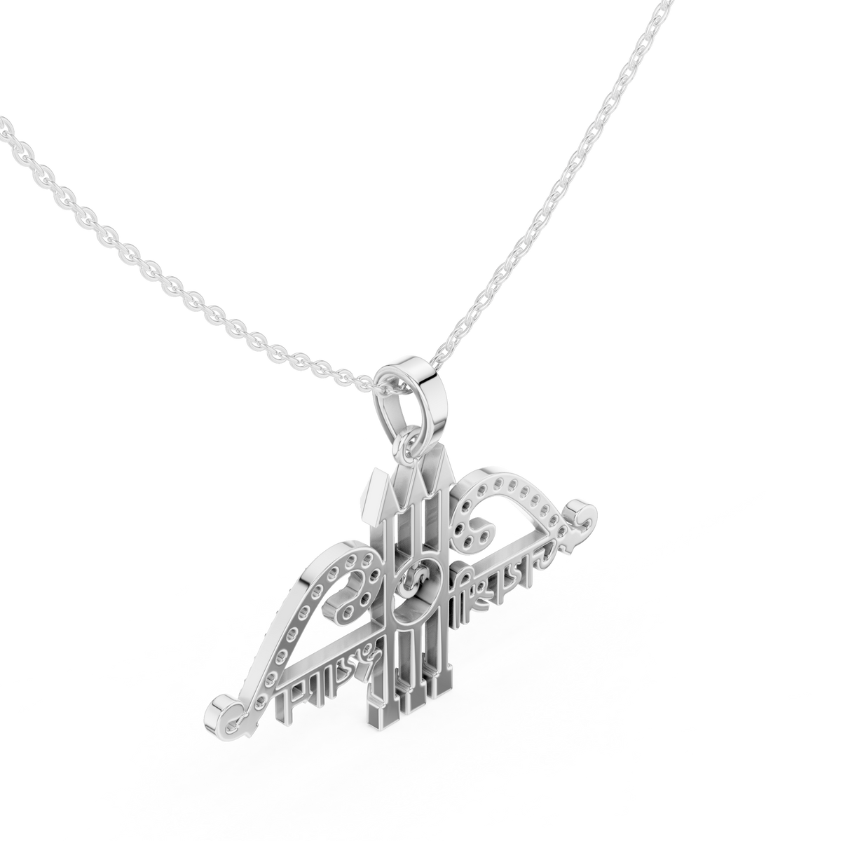 Spiritual Jai Shree Shyam Bow Arrow Om Lab Grown Diamond Pendant - View 9