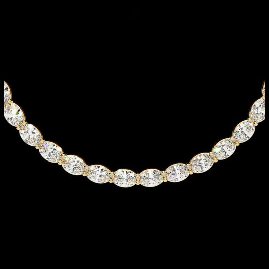 East West Oval Cut Moissanite Diamond Tennis Necklace