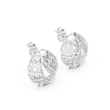 Artisan Filigree Wave Round Moissanite Diamond Stud Earrings with Curved Pave Accent - View 6