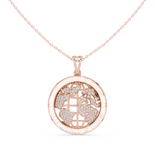 Inspirational Earth Motif Statement Charm Featuring Round Moissanite Diamond - View 2