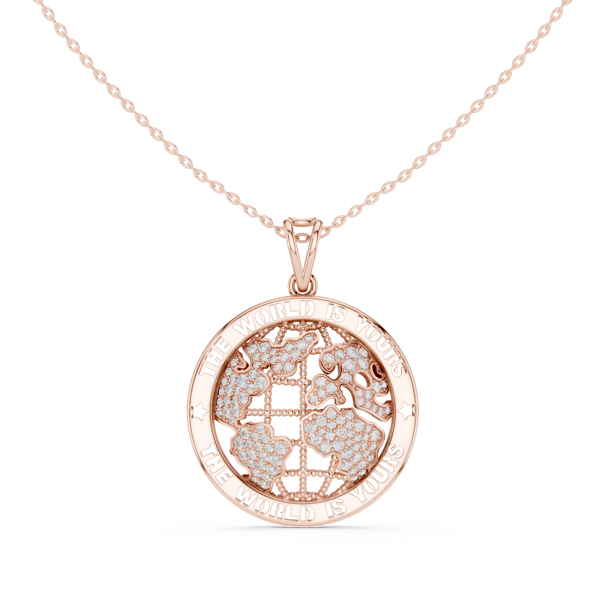 Inspirational Earth Motif Statement Charm Featuring Round Lab Grown Diamond - View 2