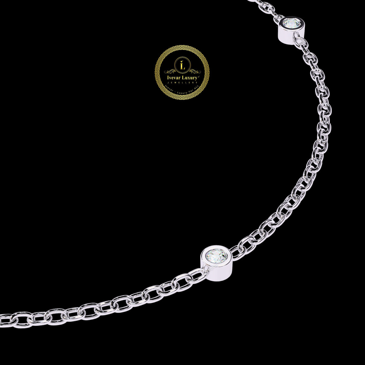 Three Bezel Set Round Lab Diamond Station Bracelet - View 5