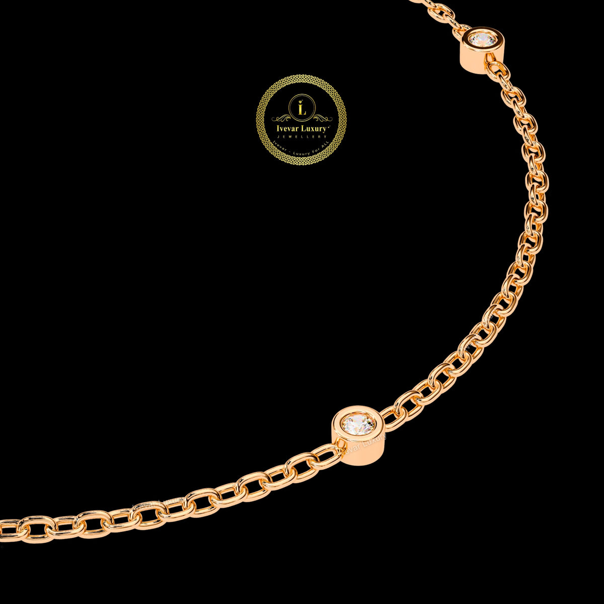 Three Bezel Set Round Lab Diamond Station Bracelet - View 6