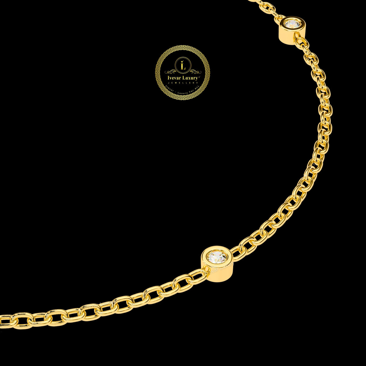 Three Bezel Set Round Lab Diamond Station Bracelet - View 7