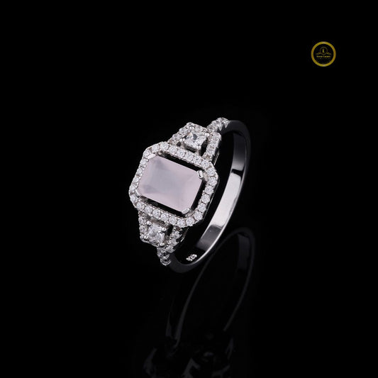 Emerald Cut Halo Lab Diamond Ring with Split Shank Band - View 2
