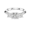 Asscher Moissanite Diamond Three Stone Ring With Princess Cut Side Stones - View 3