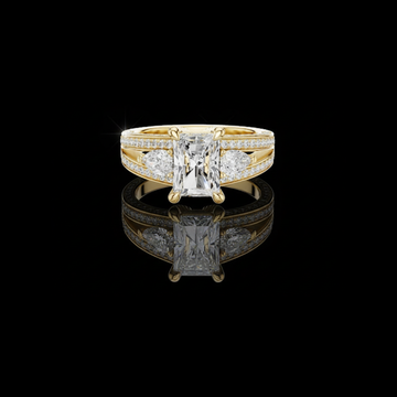 Radiant Three Stone Split Shank Moissanite Diamond Ring