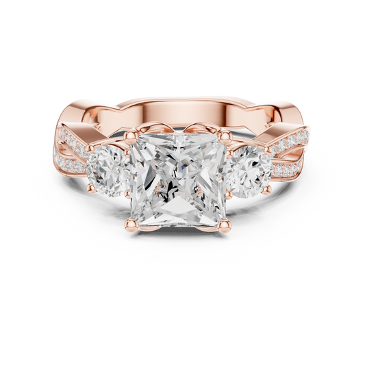 Princess Cut Engagement Twisted Band Lab Diamond Ring - View 2