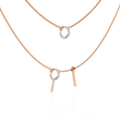 Layered Open Circle Bar Pendant Lab Grown Double Necklace - View 5