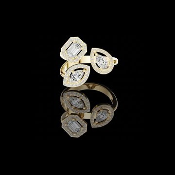 Mixed Cut Halo Lab Diamond Open Bypass Wedding Ring