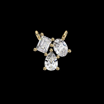 Asymmetric Emerald Oval Pear Cut Lab Grown Diamond Shape Cluster Pendant