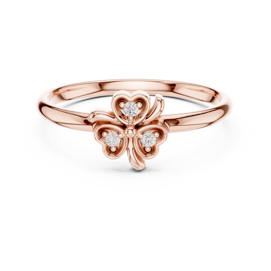 Butterfly Round Cut Lab Diamond Ring with Diamond Accents - View 2