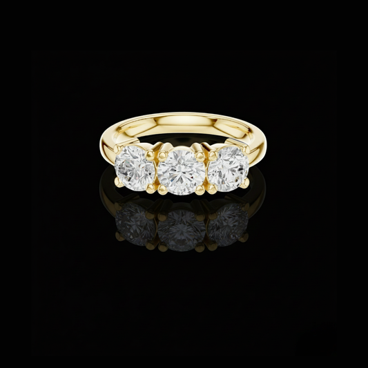 Round Brilliant Moissanite Diamond Three Stone Promise Rings