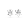 Stem Motif Floral Clover Round Triple Moissanite Diamond Cluster Earring - View 3