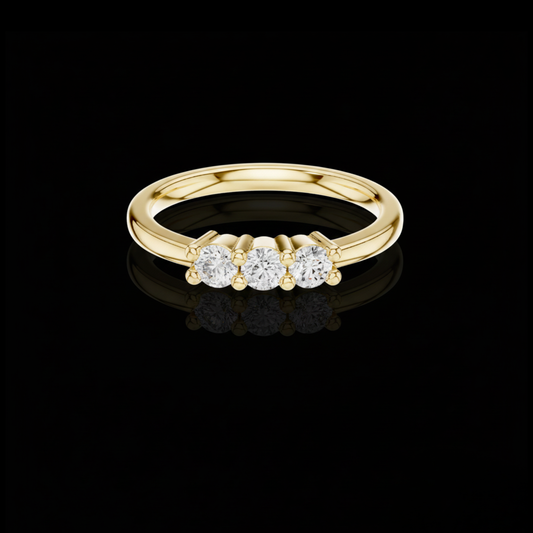 Round Brilliant Moissanite Diamond Three Stone Ring For Women